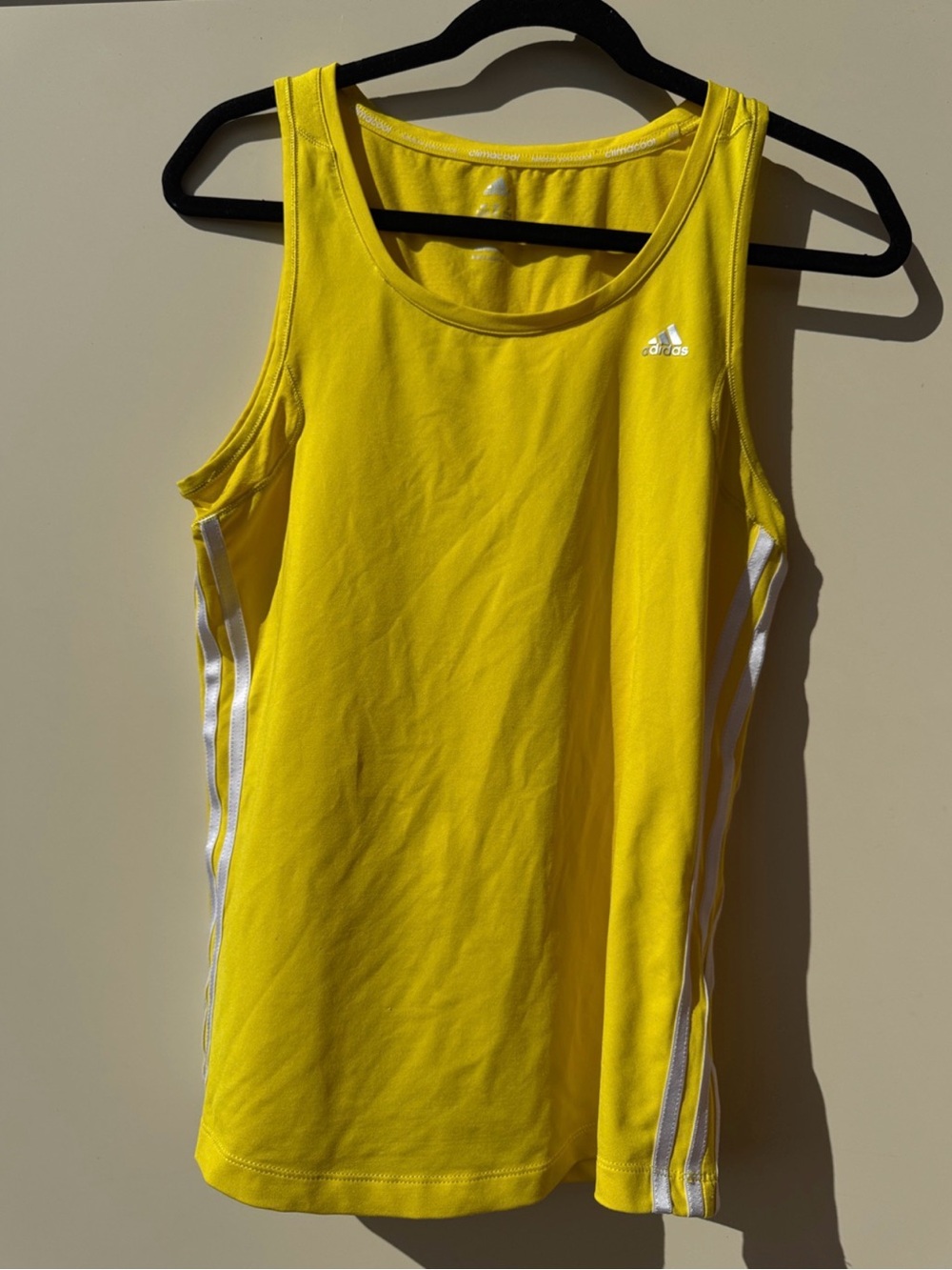 adidas Yellow Racerback Tank with White Side Stripes